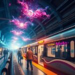 Metróállomás álomfejtési szimbólumokkal és utazás érzelmekkel.