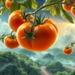 Érett paradicsomok zöld háttér előtt, álomfejtés szimbóluma.