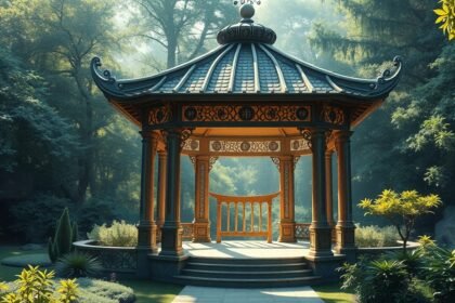 Gyönyörű pavilon csendes, zöld környezetben álomfejtéshez.
