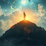 Spirituális ébredés szimbóluma az ég alatt.