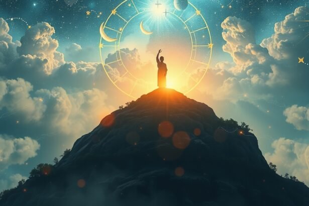 Spirituális ébredés szimbóluma az ég alatt.