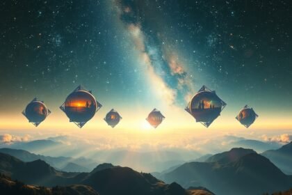 Álmok és emlékek szimbolikus ábrázolása az égen.