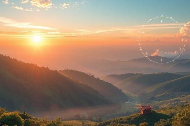 Napkelte egy gyönyörű hegyi tájban, amely újrakezdést szimbolizál.