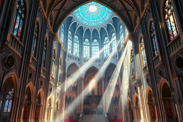 Gyönyörű bazilika belső tere eseményekkel és fényekkel