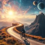 Álom biciklivel egy gyönyörű tájban, szimbolizálva a mozgást és a szabadságot.