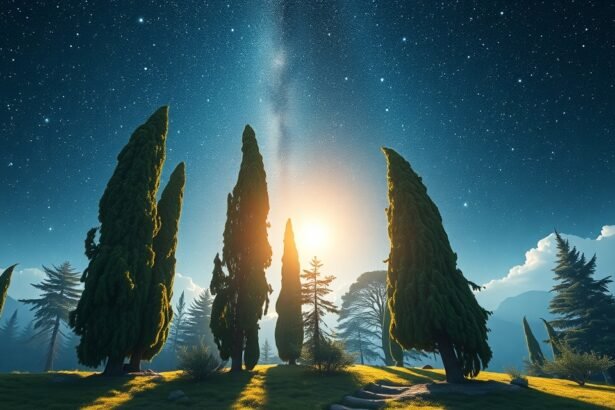 Csodás ciprusok az éjszakai ég alatt, álomfejtés témában.