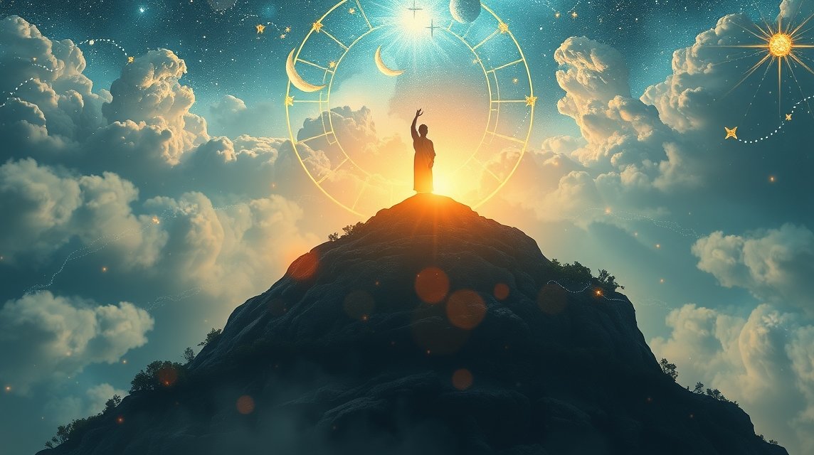Spirituális ébredés szimbóluma az ég alatt.
