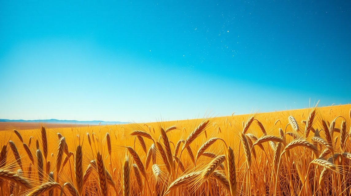 Búzamező a kék ég alatt, a bőség és termékenység szimbóluma