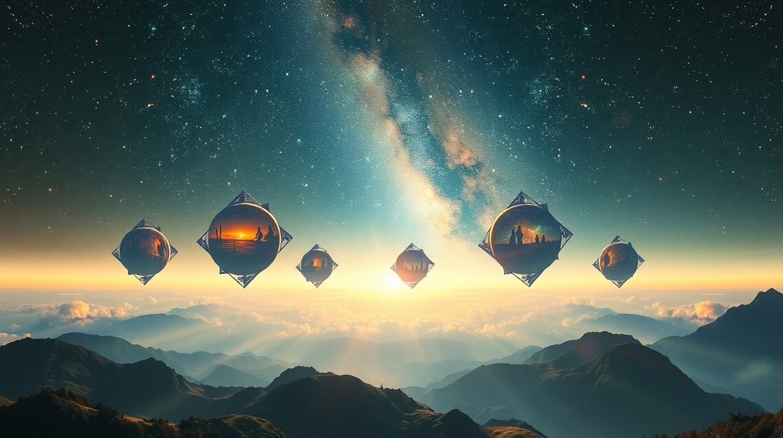 Álmok és emlékek szimbolikus ábrázolása az égen.