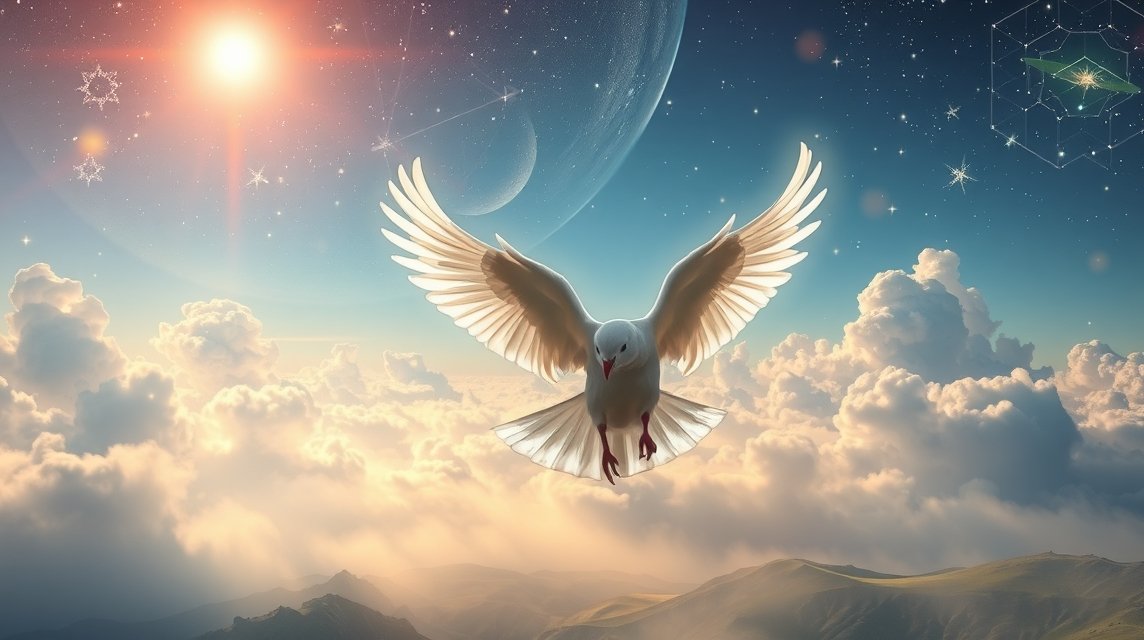 Galamb repül az égen, béke és szimbólumok álmokban.