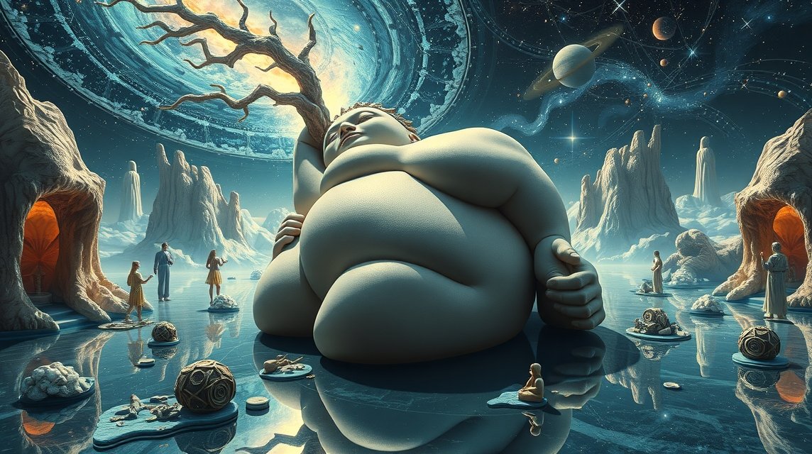 Kép egy álmokban megjelenő kövér figuráról, szimbolikus értelmezéssel.