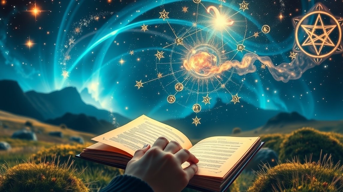 Nyitott könyv a csillagos ég alatt, álomfejtés szimbólumai