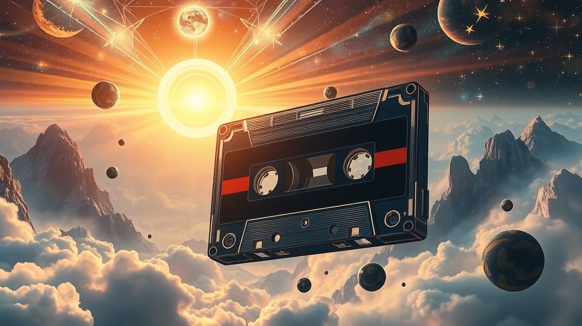 Mit jelent magnószalaggal álmodni? – Részletes álomfejtés és értelmezés. Magnószalag a csillagok felett, az álmok szimbólumaként.