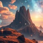 Mágikus táj zsinórral és csillagokkal, álmok szimbolikájával