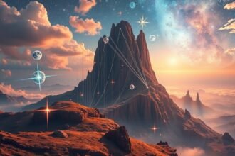 Mágikus táj zsinórral és csillagokkal, álmok szimbolikájával