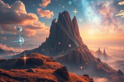 Mágikus táj zsinórral és csillagokkal, álmok szimbolikájával