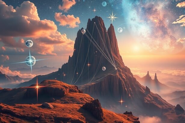 Mágikus táj zsinórral és csillagokkal, álmok szimbolikájával