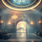 Luxus szálloda elegáns belső tér, álomfejtés szimbólumokkal.