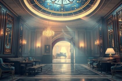 Luxus szálloda elegáns belső tér, álomfejtés szimbólumokkal.