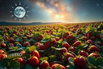 Szamóca mező, éjszakai égbolttal és teliholddal