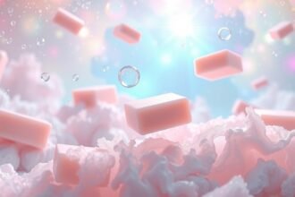 Szappanok lebegnek a habban, a tisztulás szimbólumaként.