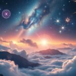 Álomszerű táj, csillagok és felhők között, amely a taposás álmát szimbolizálja.