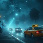 Éjjel a városban közlekedő taxi, álomfejtés szimbólum