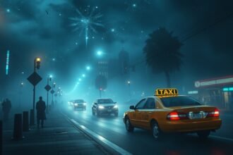 Éjjel a városban közlekedő taxi, álomfejtés szimbólum