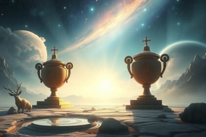 Kép urnákkal a múlt és a gyász szimbolikájával