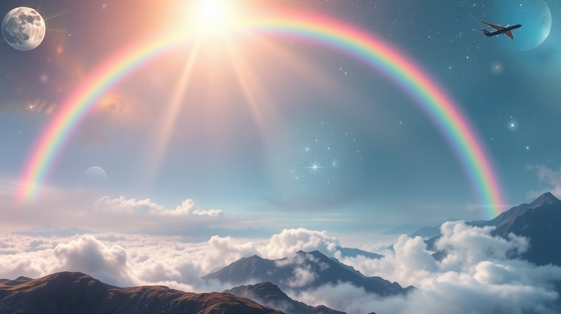 Szivárvány a felhők felett, különleges szellemi szimbólum