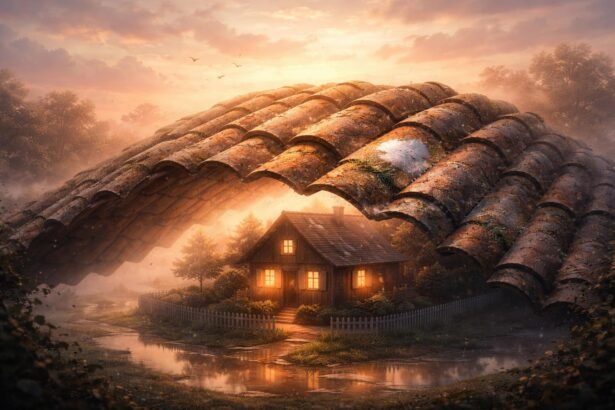 - Tetőcserép álomként a biztonság, személyes határok és stabil élethelyzet üzenete.