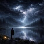 Hatalmas sötét viharfelhők az égbolton, tükrözik belső félelmeket és változást.