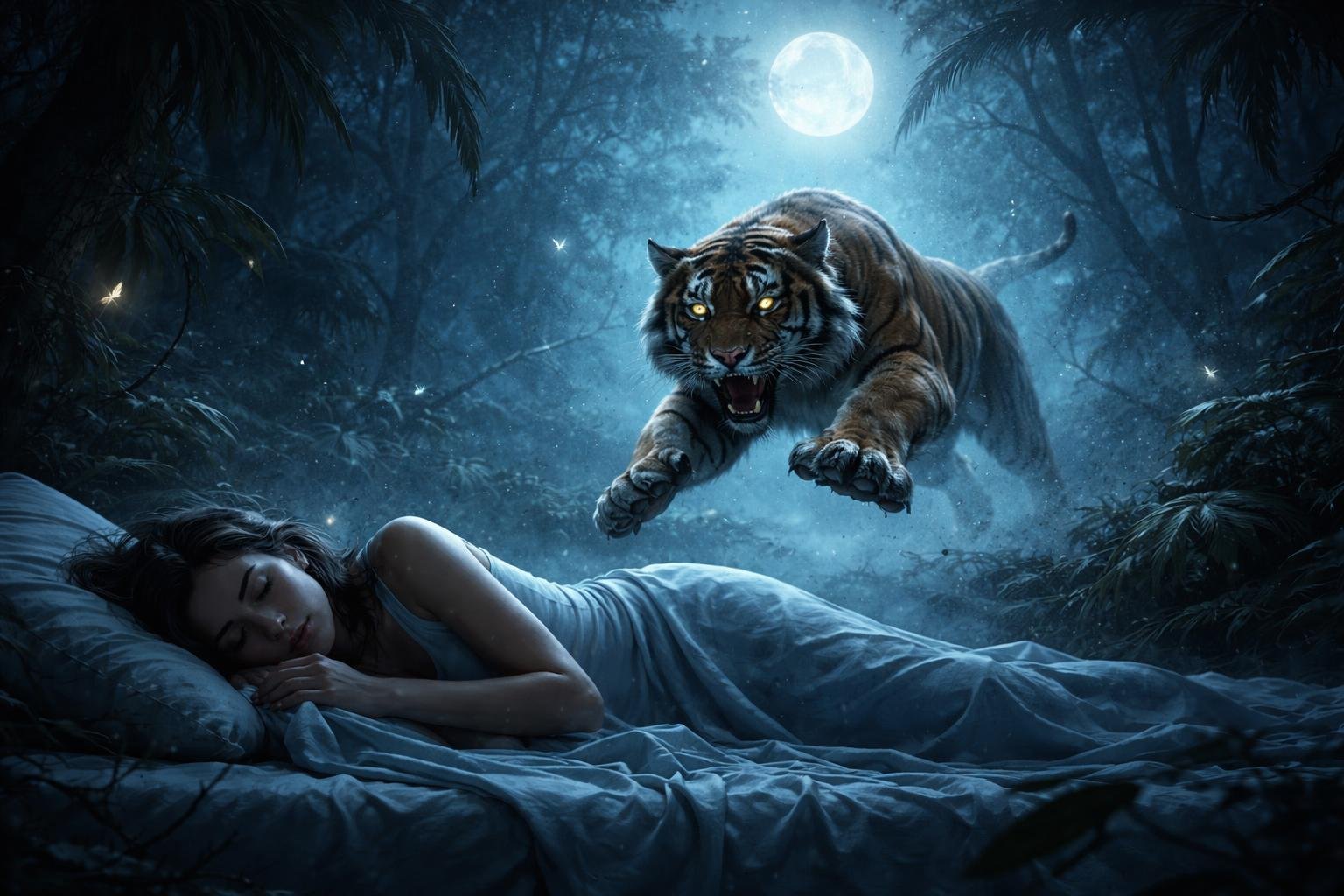 Tigris támadása az álomban a belső feszültségeket és félelmeket jelképezi.